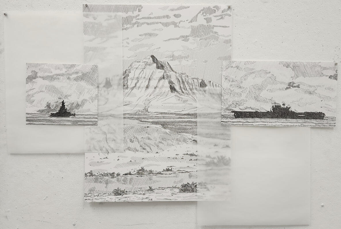 oversailing entreaties, Roughly 4'x3', Ink on paper
